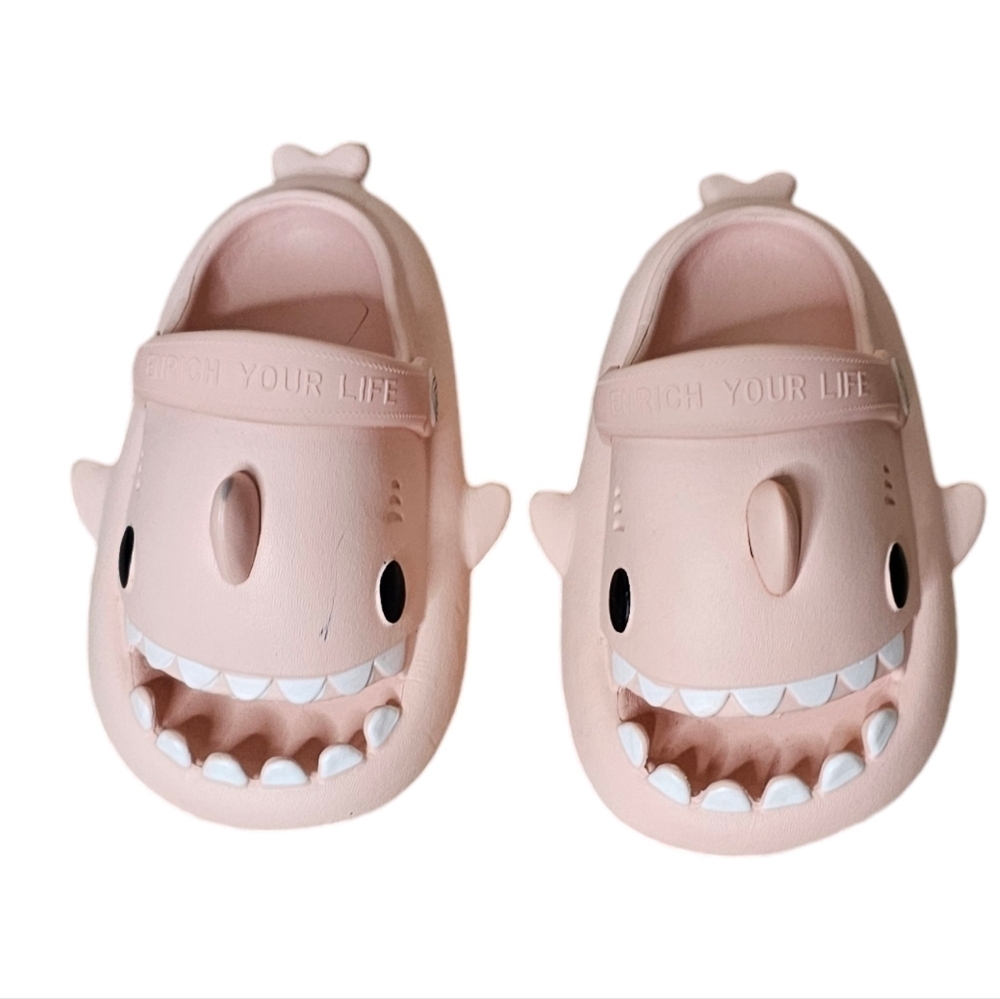 EVA Non-Slip Girls Croc Shark Slides with Straps Size 160 16cm